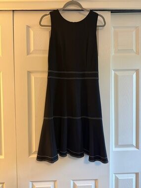 Ann Taylor Black A-Line Dress with White Contrast Stitching